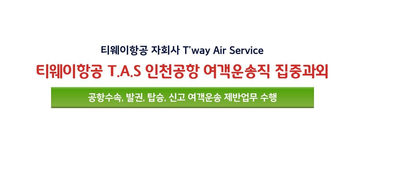 티웨이항공 T.A.S 인천공항 여객운송직 집중과외